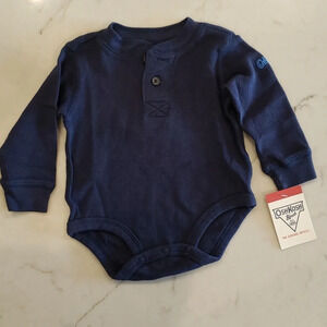 Oshkosh Waffle Henley Long-sleeve Bodysuit 6M Navy Blue